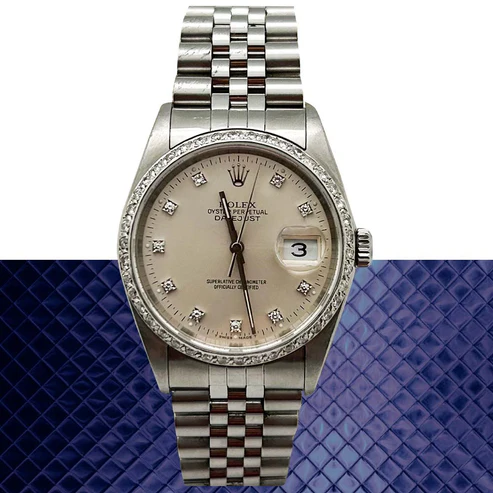 Reloj de pulsera Rolex Datejust con bisel de cristal de 1995